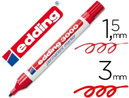 Edding Marcador Permanente 3000 Rojo (Set de 10) Edding Marcador Permanente 3000 Rojo (Set de 10)