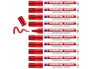 Edding Marcador Permanente 3300 Rojo Punta Biselada (Set de 10)