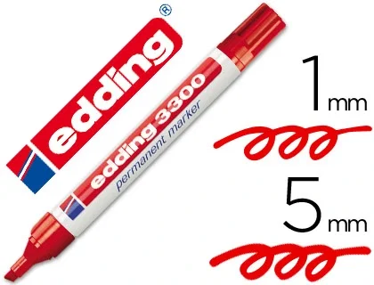 Edding Marcador Permanente 3300 Rojo Punta Biselada (Set de 10)