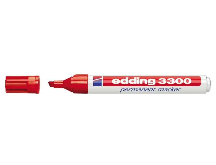 Edding Marcador Permanente 3300 Rojo Punta Biselada (Set de 10)