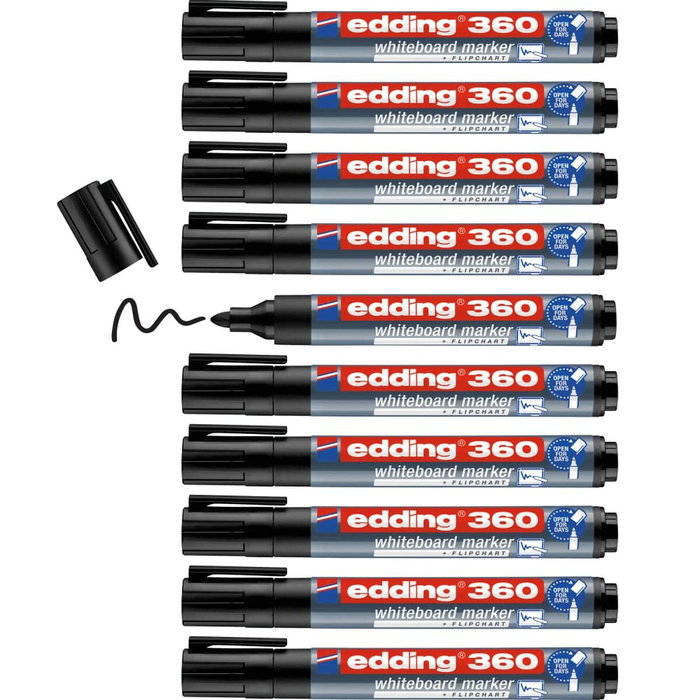 Edding Marcador Pizarra Blanca 360 Rellenable Negro Edding Marcador Pizarra Blanca 360 Rellenable Negro