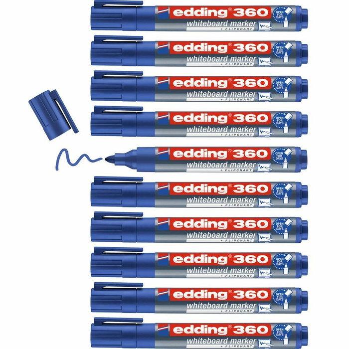 Edding Marcador Pizarra Blanca 360 Azul (Set de 10) Edding Marcador Pizarra Blanca 360 Azul (Set de 10)