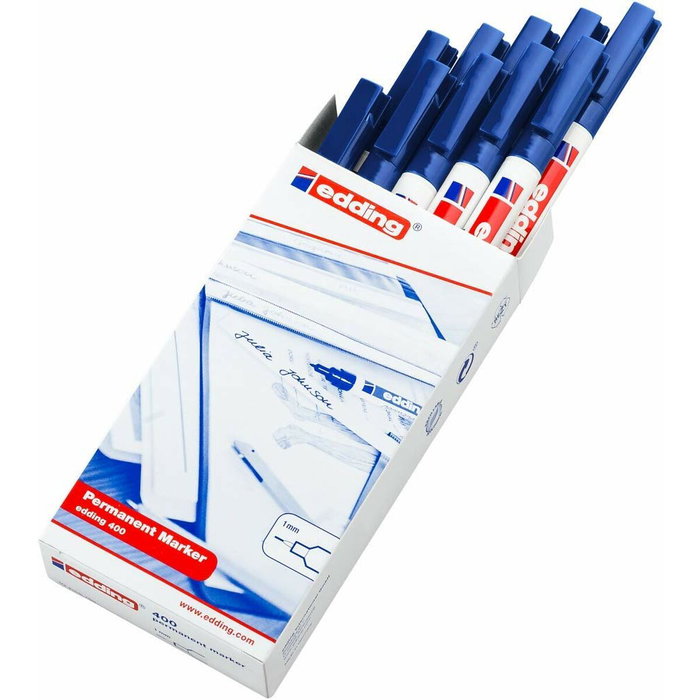 Edding Marcador Permanente 400 Azul (Set de 10) Edding Marcador Permanente 400 Azul (Set de 10)