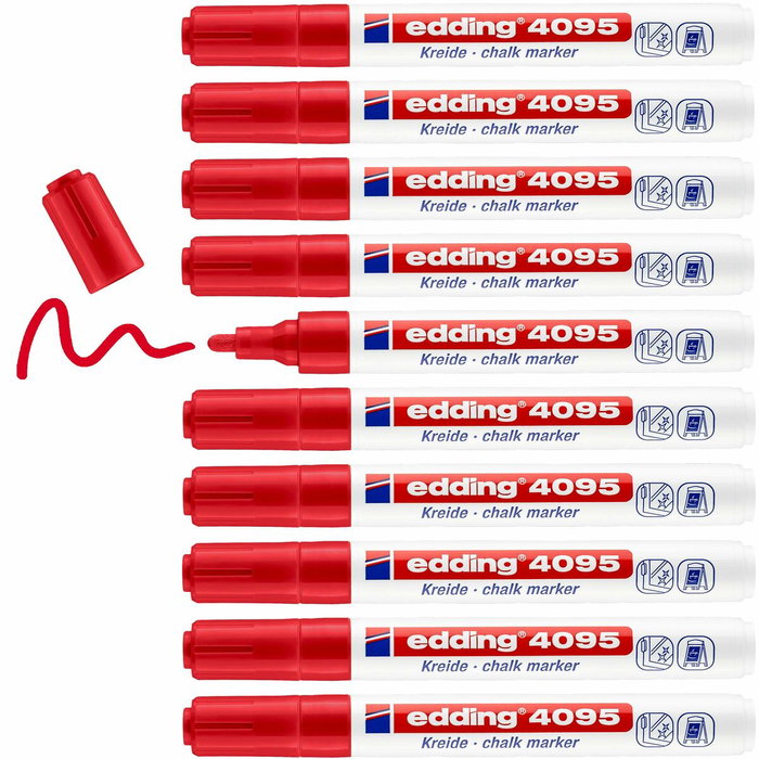 Edding Marcador de Tiza Líquida 4095 Rojo (Set de 10)