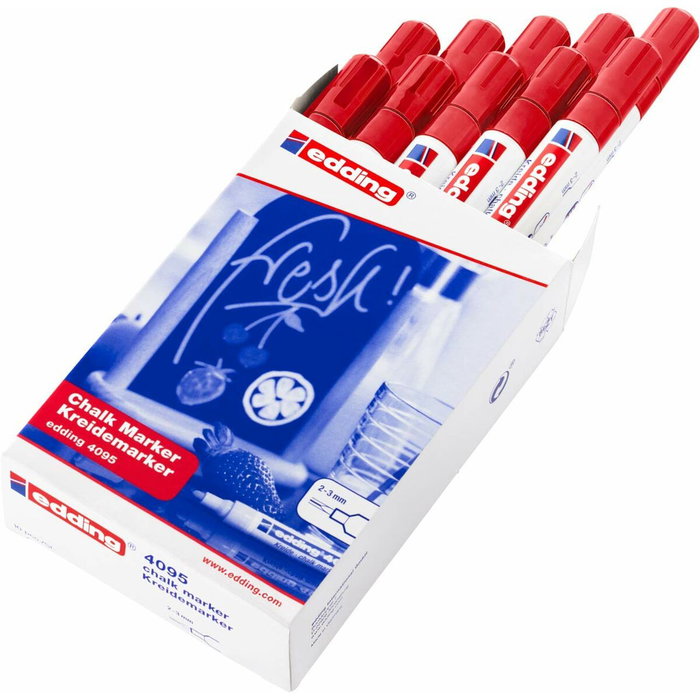 Edding Marcador de Tiza Líquida 4095 Rojo (Set de 10)