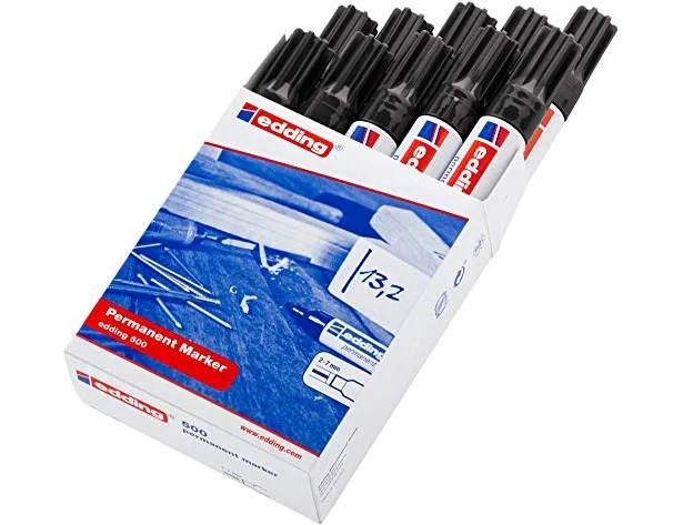Edding Marcador Permanente 500 Negro Set de 10 Edding Marcador Permanente 500 Negro Set de 10