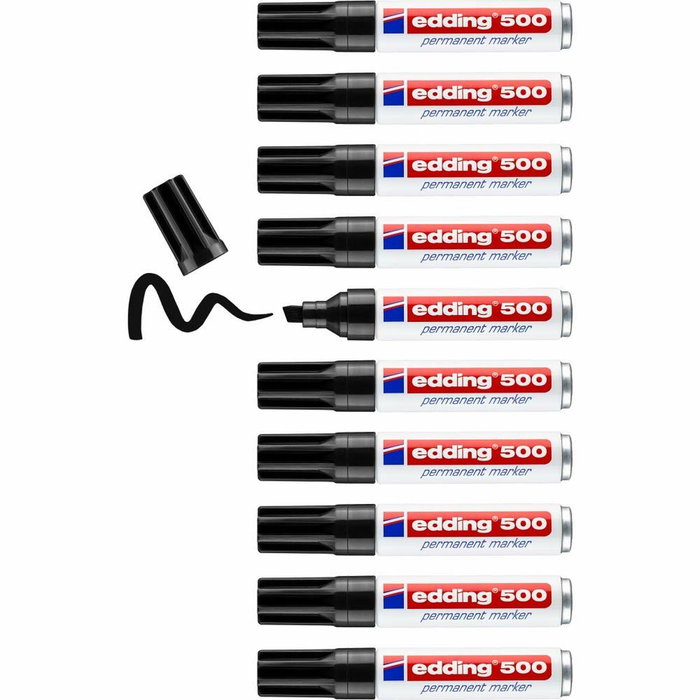 Edding Marcador Permanente 500 Negro Set de 10 Edding Marcador Permanente 500 Negro Set de 10
