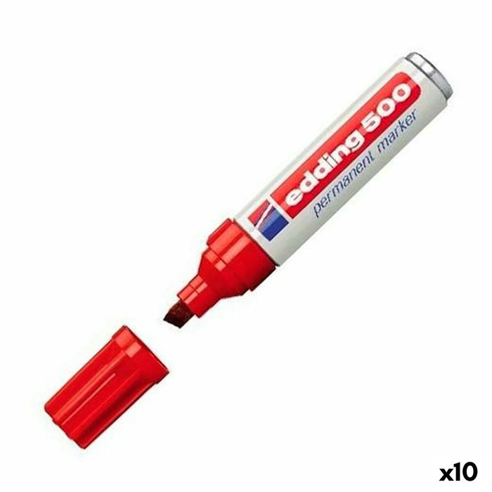 Edding Marcador Permanente 500 Rojo Set de 10