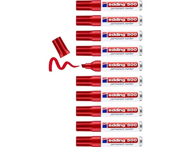 Edding Marcador Permanente 500 Rojo Set de 10 Edding Marcador Permanente 500 Rojo Set de 10