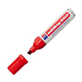 Edding Marcador Permanente 500 Rojo (Set de 10) - Marcador de tinta indeleble para múltiples superficies, punta biselada 2-7mm, resistente al agua (Set de 10)