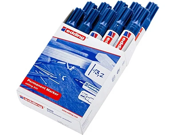Edding Marcador Permanente 500 Azul (Set de 10) Edding Marcador Permanente 500 Azul (Set de 10)