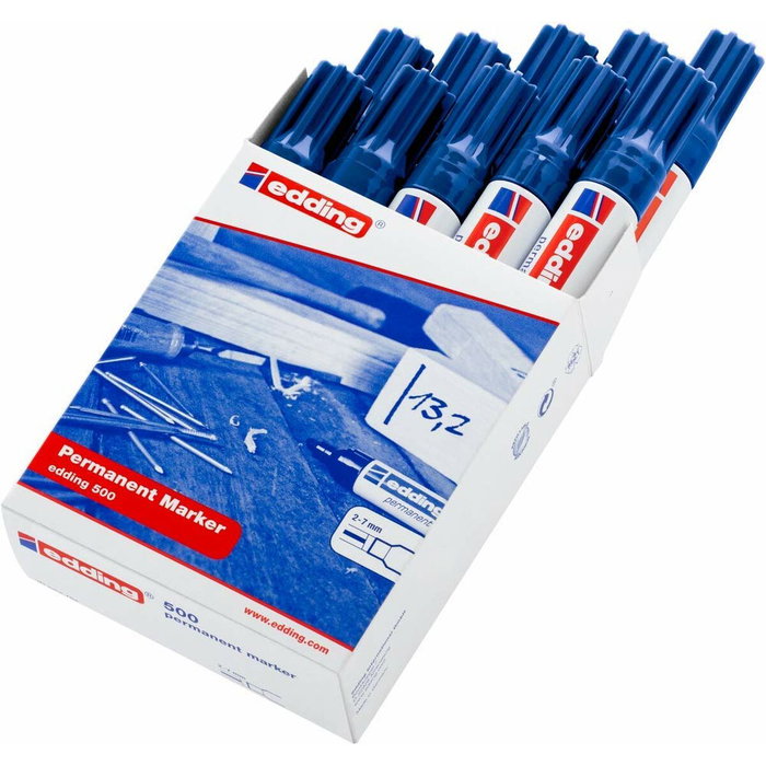 Edding Marcador Permanente 500 Azul (Set de 10) Edding Marcador Permanente 500 Azul (Set de 10)
