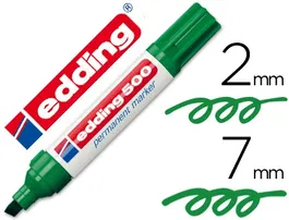 Edding Marcador Permanente 500 Verde Punta Biselada 7mm Rotulador Recargable Resistente al Agua y Luz