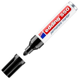 Edding Marcador Permanente 550 Negro (Set de 10) - Tinta Resistente, Punta Redonda 3-4mm, Materiales Variados (Set de 10)