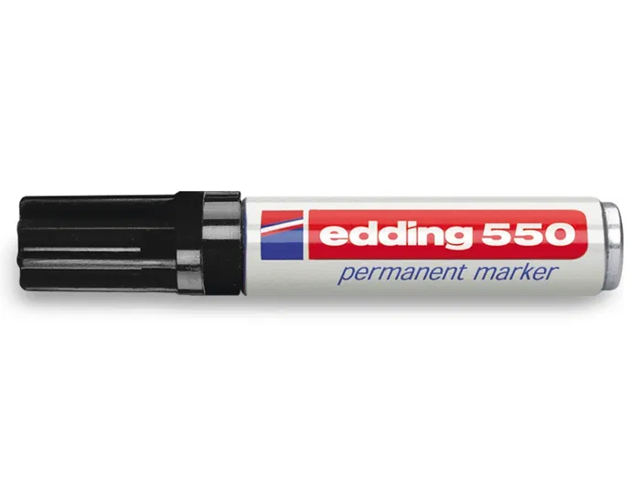 Edding Marcador Permanente 550 Negro (Set de 10) - Tinta Resistente, Punta Redonda 3-4mm, Materiales Variados (Set de 10)