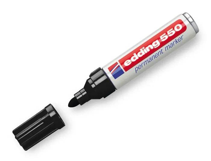 Edding Marcador Permanente 550 Negro (Set de 10) - Tinta Resistente, Punta Redonda 3-4mm, Materiales Variados (Set de 10)