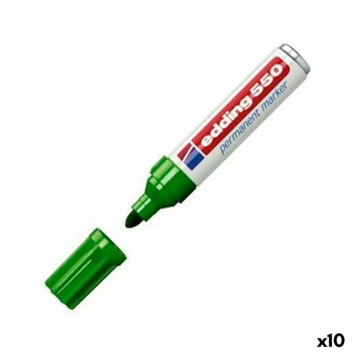 Edding Marcador Permanente 550 Verde Set de 10