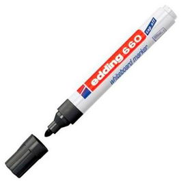 Edding Marcador Pizarra Blanca 660 Rellenable Negro (Set 10 unidades), Punta Redonda 1.5-3mm (Set de 10)