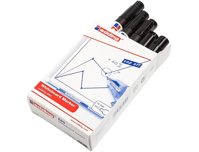 Edding Marcador de Pizarra Blanca 660 Negro Set de 10