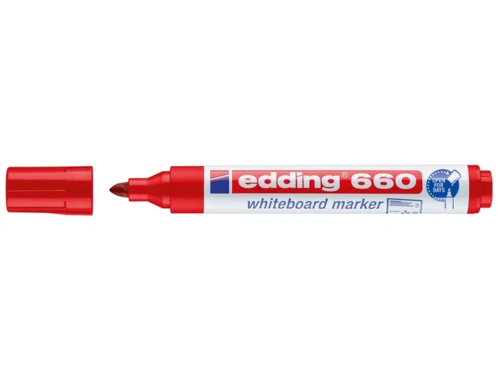Edding Rotulador 660 para Pizarra Blanca Color Rojo Punta Redonda Trazo 1,5-3 mm