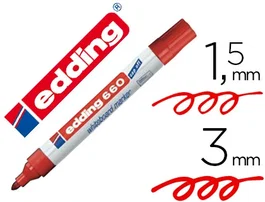 Edding Rotulador 660 para Pizarra Blanca Color Rojo Punta Redonda Trazo 1,5-3 mm
