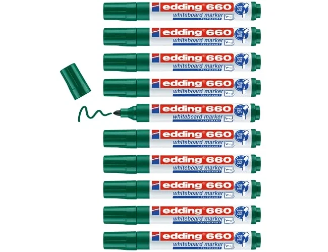 Edding Marcador Pizarra Blanca 660 Verde (Set de 10) Edding Marcador Pizarra Blanca 660 Verde (Set de 10)