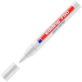 Edding Marcador Permanente 750, Tinta Opaca Blanca, Set de 10 Unidades, Grosor Punta 2-4 mm, Para Metal, Vidrio, Plástico y Papel (Set de 10)