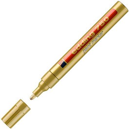 Edding Marcador Permanente 750, Tinta Opaca Oro, Punta Redonda 2-4 mm, Alta Cobertura, Resistente a la Luz y Desgaste, Set de 10 Unidades (Set de 10)