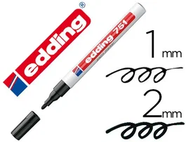 Edding 751 Marcador Permanente Tinta Opaca Brillante Negro Set 10 Unidades Trazo 1-2 mm (Set de 10)