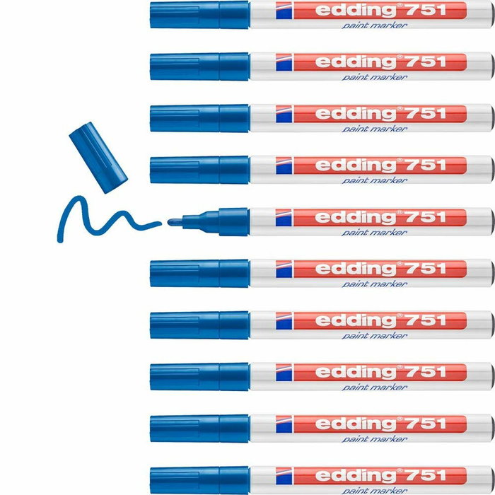 Edding Marcador Permanente 751 Azul Tinta Opaca Brillante (Set de 10) Edding Marcador Permanente 751 Azul Tinta Opaca Brillante (Set de 10)