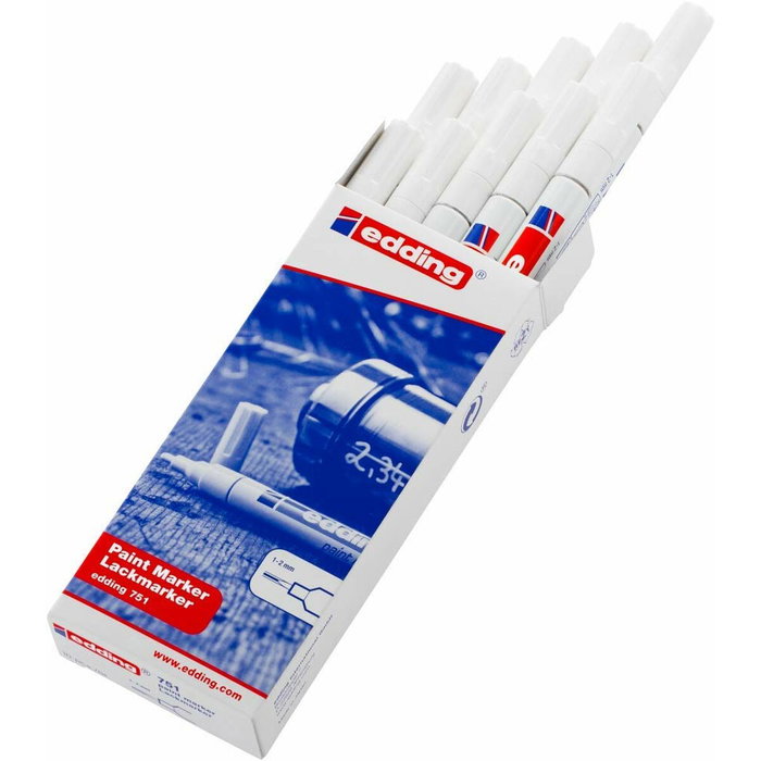 Edding Marcador Permanente 751 Blanco (Set de 10) Edding Marcador Permanente 751 Blanco (Set de 10)