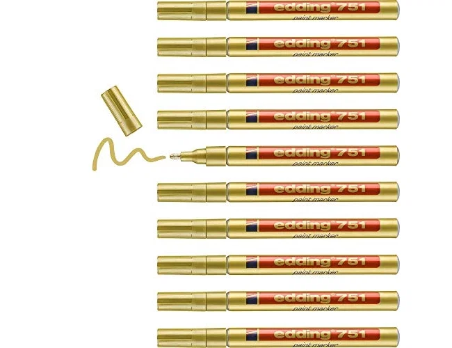 Edding Marcador Permanente 751 Oro de Tinta Opaca (Set de 10) Edding Marcador Permanente 751 Oro de Tinta Opaca (Set de 10)