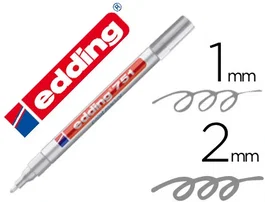 Edding Marcador Permanente 751 Tinta Opaca Plata (Set de 10) (Set de 10)