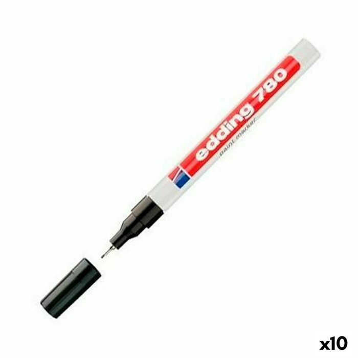 EDDING 780 Marcador de Tinta Opaca Permanente Cónico Negro (Set de 10)