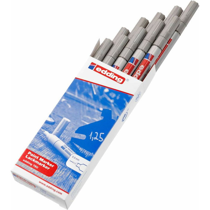 Edding Marcador Permanente 780 Plata (Set de 10)