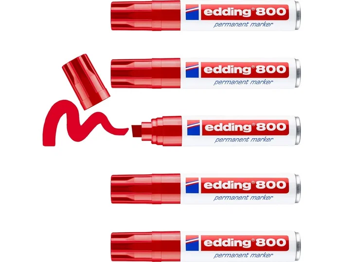 Edding Marcador Permanente 800 Rojo Set de 5 Edding Marcador Permanente 800 Rojo Set de 5