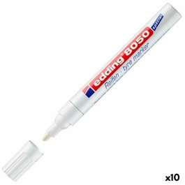 Edding Marcador Permanente para Neumáticos y Superficies de Goma Blanco (Set de 10)