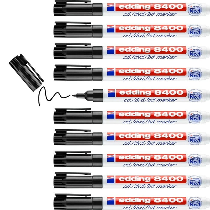 Edding Marcador Permanente 8400 Negro (Set de 10) Edding Marcador Permanente 8400 Negro (Set de 10)