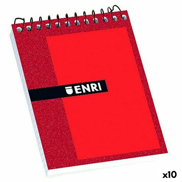 Enri Bloc Espiral 80H 16º Apaisado 4x4mm Tapas Duras Rojo (Set de 10)