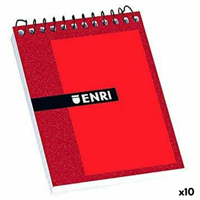 Enri Bloc Espiral 80 Hojas 4x4 Tapas Duras 8º Apaisado Rojo (Set de 10)
