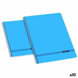 Enri Set de 10 Cuadernos de Espiral Oficina 80H 4X4 Tapas Blandas Folio Azul