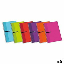 Enri Set de 5 Cuadernos de Espiral Folio 80H 60gr Tapas Duras Surtidas