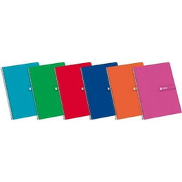Enri Set de 5 Cuadernos de Espiral Folio 80 Hojas Doble Pauta 3mm Colores Surtidos