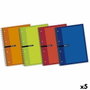 ENRI Paquete de 5 cuadernos espiral A4 microperforados, 160 hojas, cuadrícula 5x5, colores surtidos