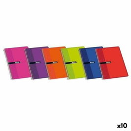 Enri Set de 10 Cuadernos de Espiral Folio 80H 60gr 4x4mm con Margen Tapas Blandas Surtidas