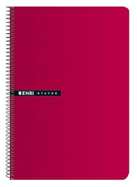 Enri Cuaderno Espiral 100H 4º 70gr 4x4 mm Tapas Duras Rojo Set de 5 (Set de 5)