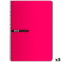 Enri Set de 5 Cuadernos de Espiral Tapa Dura Folio Rojo 100H 70gr 4x4