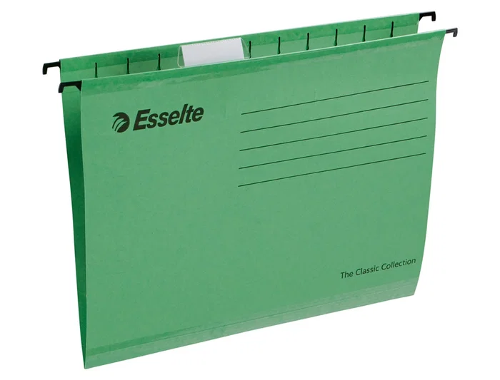 Esselte Carpeta Colgante DIN A4 Kraft Lomo V Visor Corto Flexible Verde Caja 25 Unidades Esselte Carpeta Colgante DIN A4 Kraft Lomo V Visor Corto Flexible Verde Caja 25 Unidades