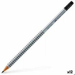 Faber Castell Lápiz Grip Ecológico Mod. 2001 B Gris con Goma de Borrar (Set de 12)