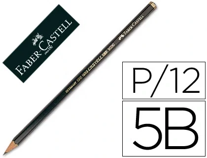 Faber Castell Lápiz de Grafito 9000 5B para Dibujar y Bocetar con Mina Resistente y Ecológico Faber Castell Lápiz de Grafito 9000 5B para Dibujar y Bocetar con Mina Resistente y Ecológico